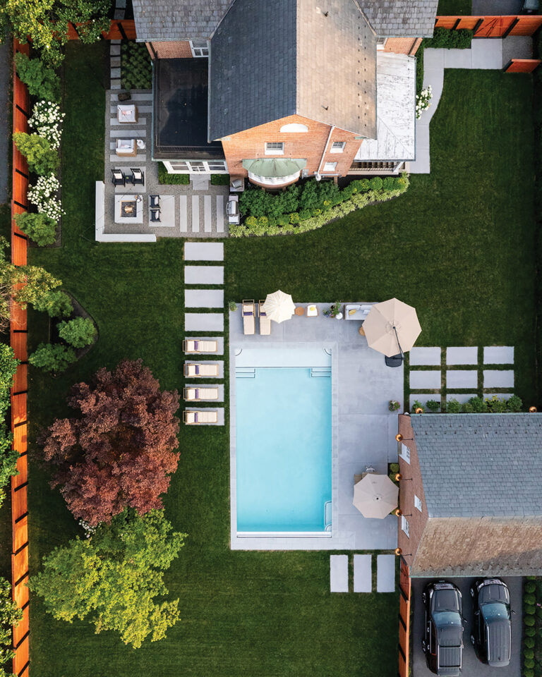 Dunlevy’s plan relocated parking to an adjacent back alley and removed the driveway to free up space for an expansive backyard retreat.