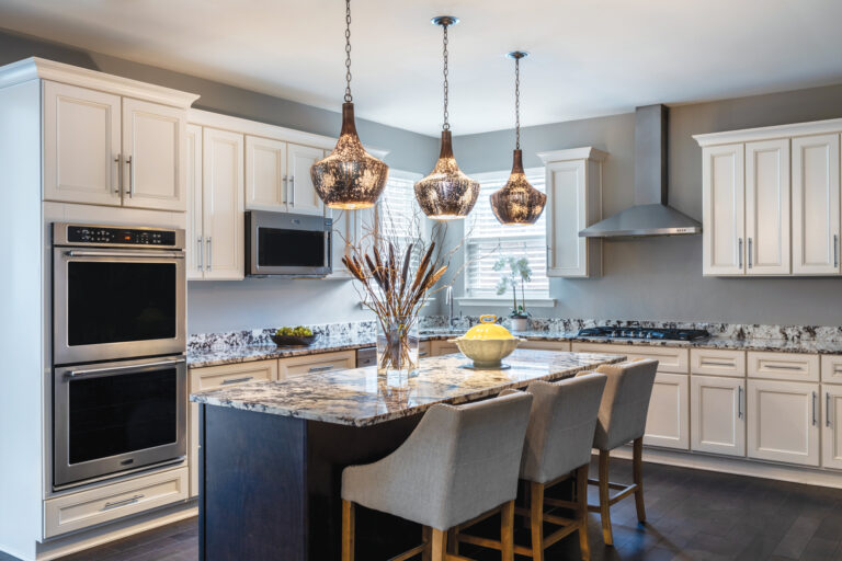 Layered textures and thoughtful finishes in a southern Maryland kitchen combine to create refinement and comfort.