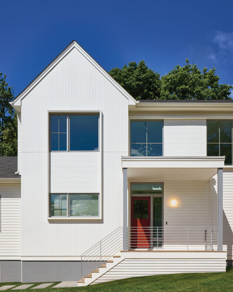 Sharp lines and clean details lend a contemporary edge to a North Chevy Chase abode designed with traditional forms. 