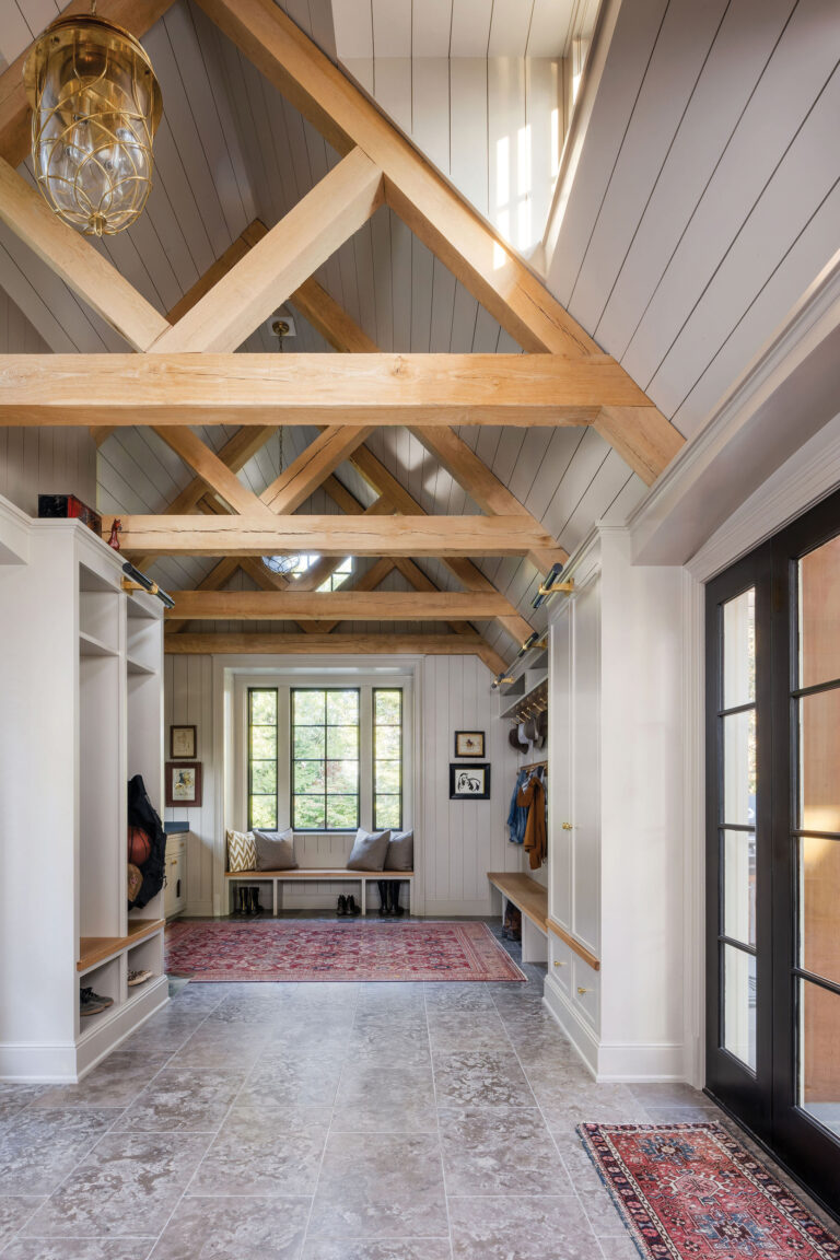1) A soaring, airy addition to a circa-1930 English manor home in Purcellville, Virginia, added a spacious mudroom with easy access for pets and people and plenty of storage.
